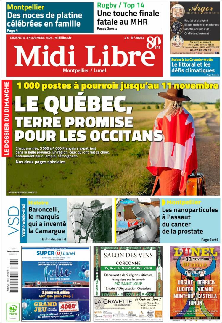 Portada de Midi Libre (Francia)