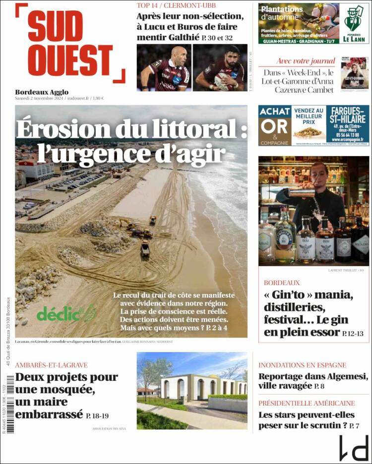 Portada de Sud Ouest (France)