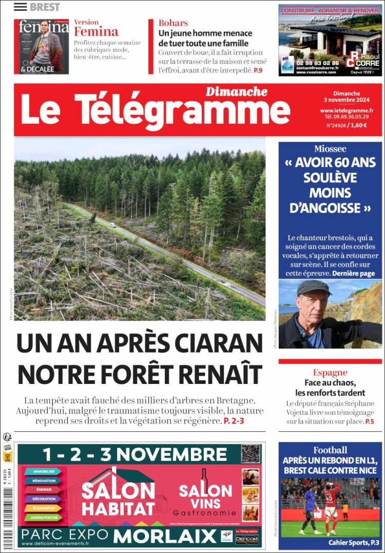 Portada de Télégramme (Francia)