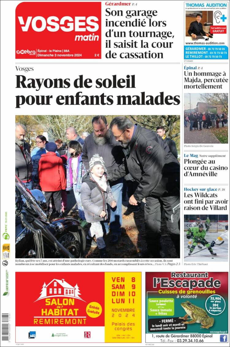 Portada de Vosges Matin (Francia)