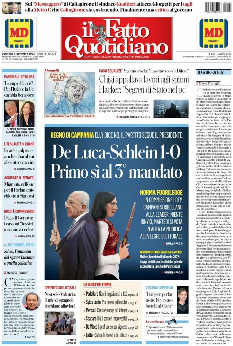 Portada de Il Fatto Quotidiano (Italia)