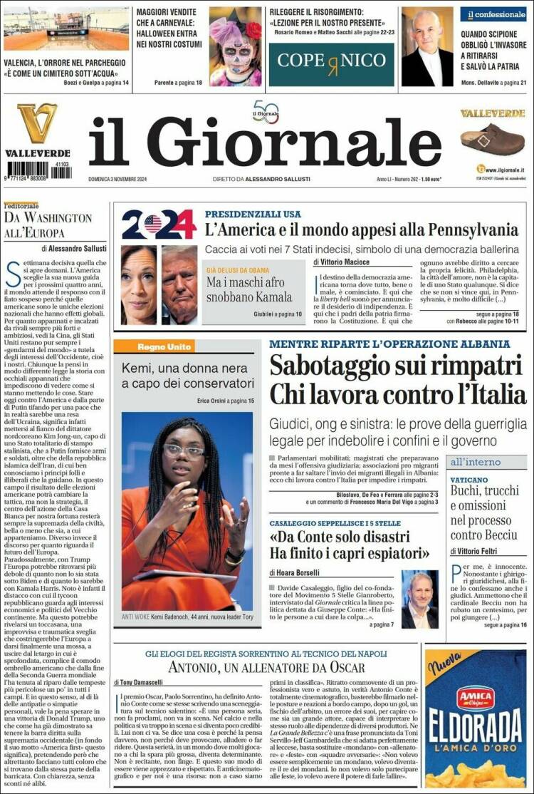 Portada de il Giornale (Italia)