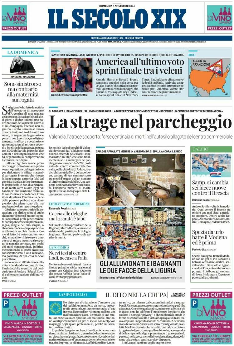 Portada de Il Secolo XIX (Italia)