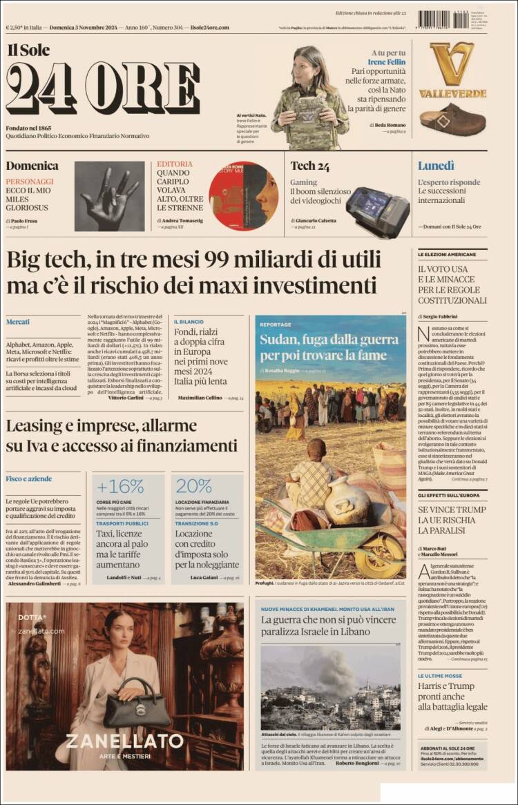 Portada de Il Sole 24 ORE (Italia)