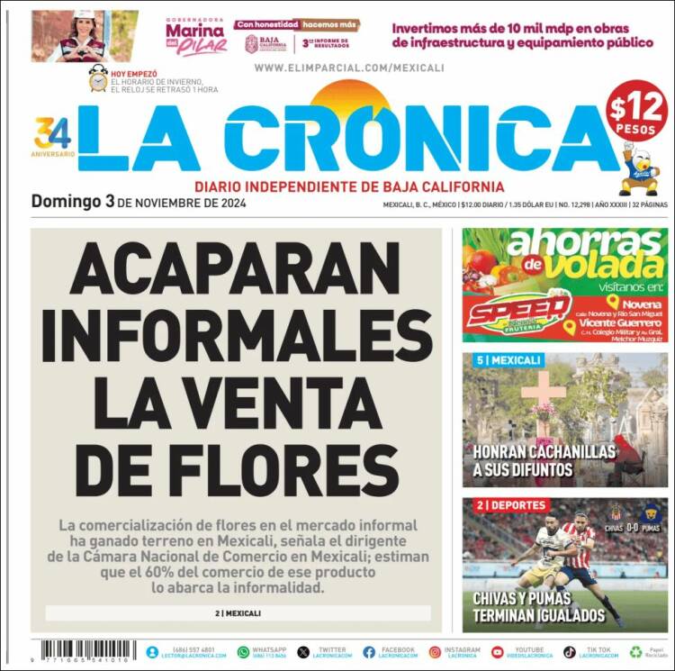 Portada de La Crónica de Baja California (M&eacute;xico)