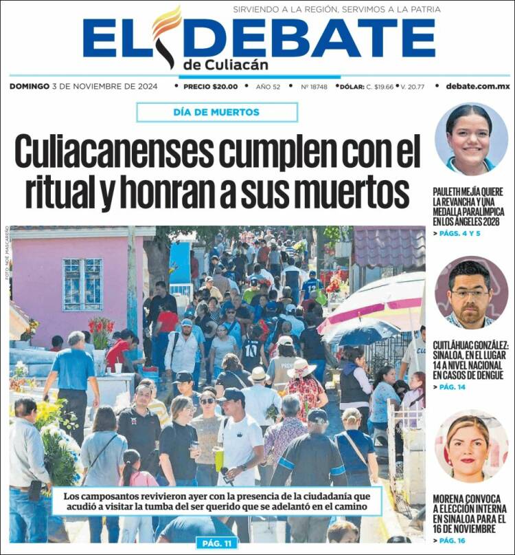 Portada de El Debate de Culiacán (M&eacute;xico)