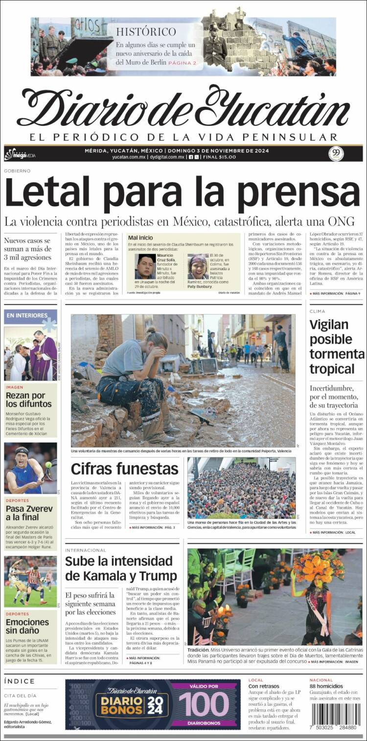 Portada de Diario de Yucatán (M&eacute;xico)