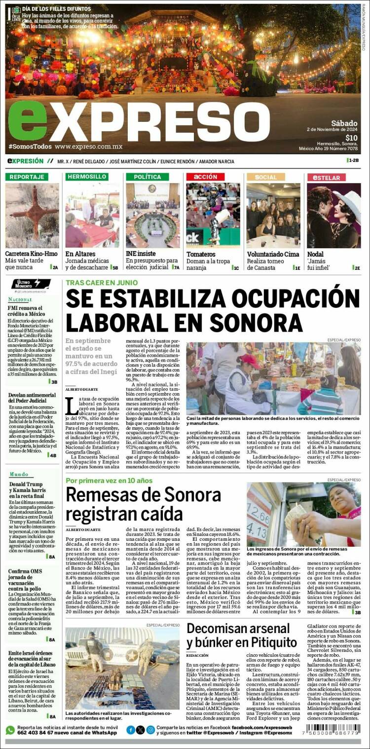 Portada de Expreso (M&eacute;xico)