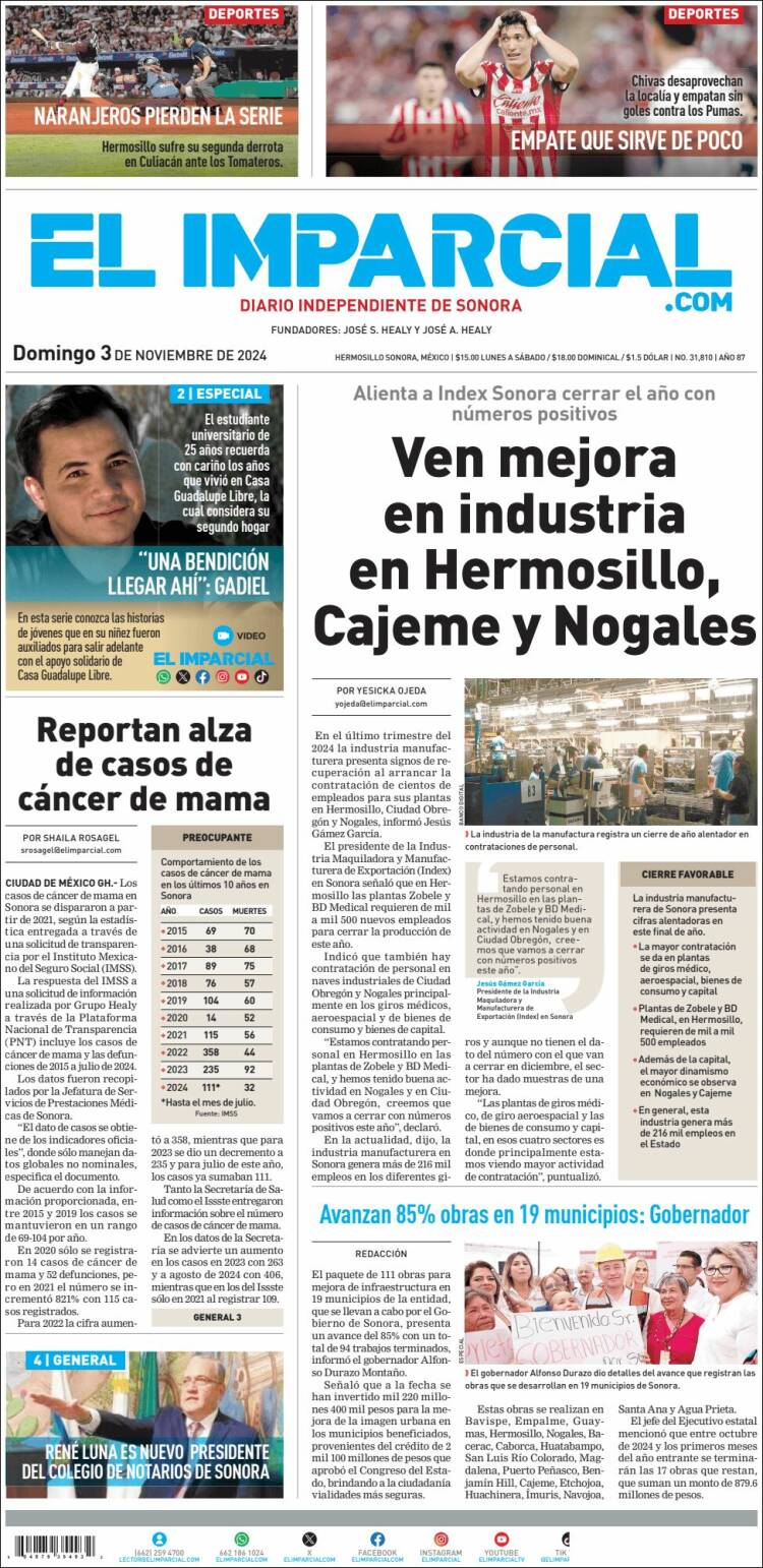 Portada de El Imparcial (M&eacute;xico)