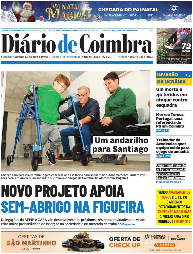 Portada de Diário de Coimbra (Portugal)