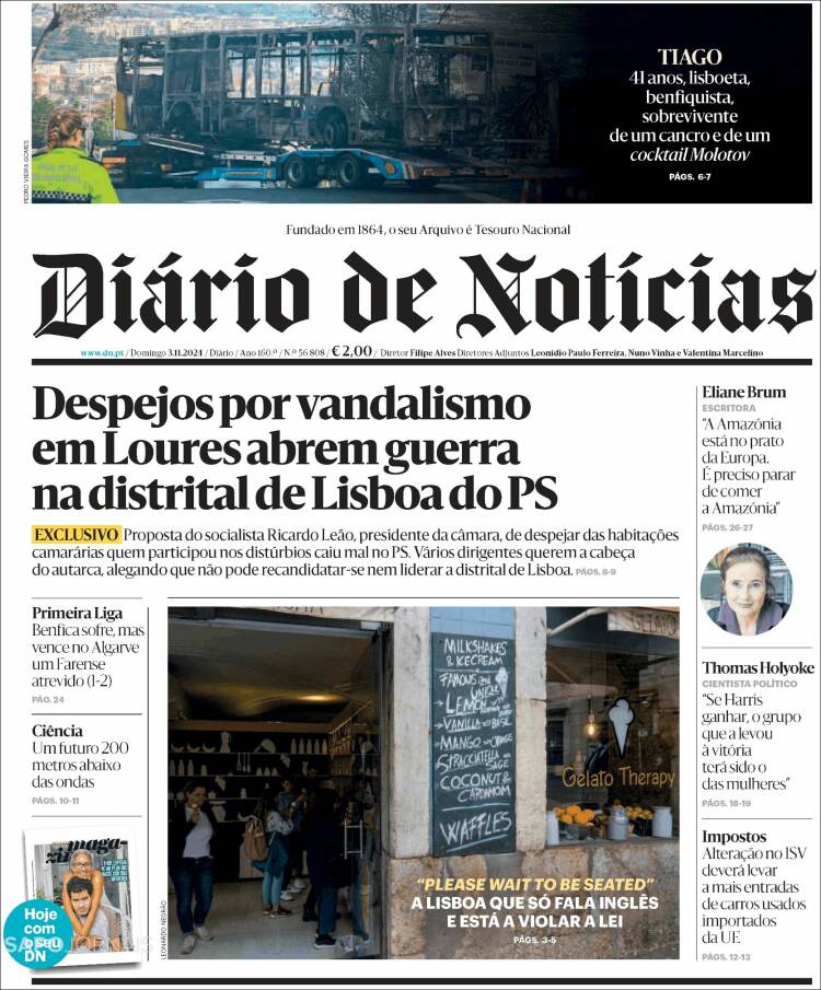 Portada de Diário de Noticias (Portugal)