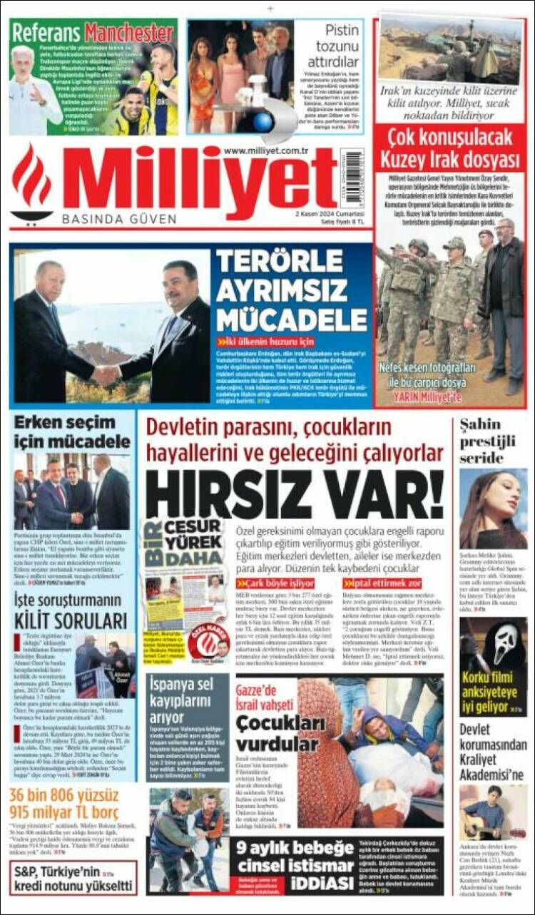 Portada de Milliyet (Turqu&iacute;a)
