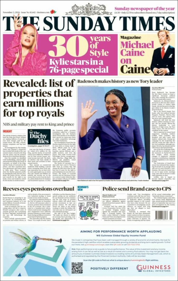 Portada de The Times (Reino Unido)