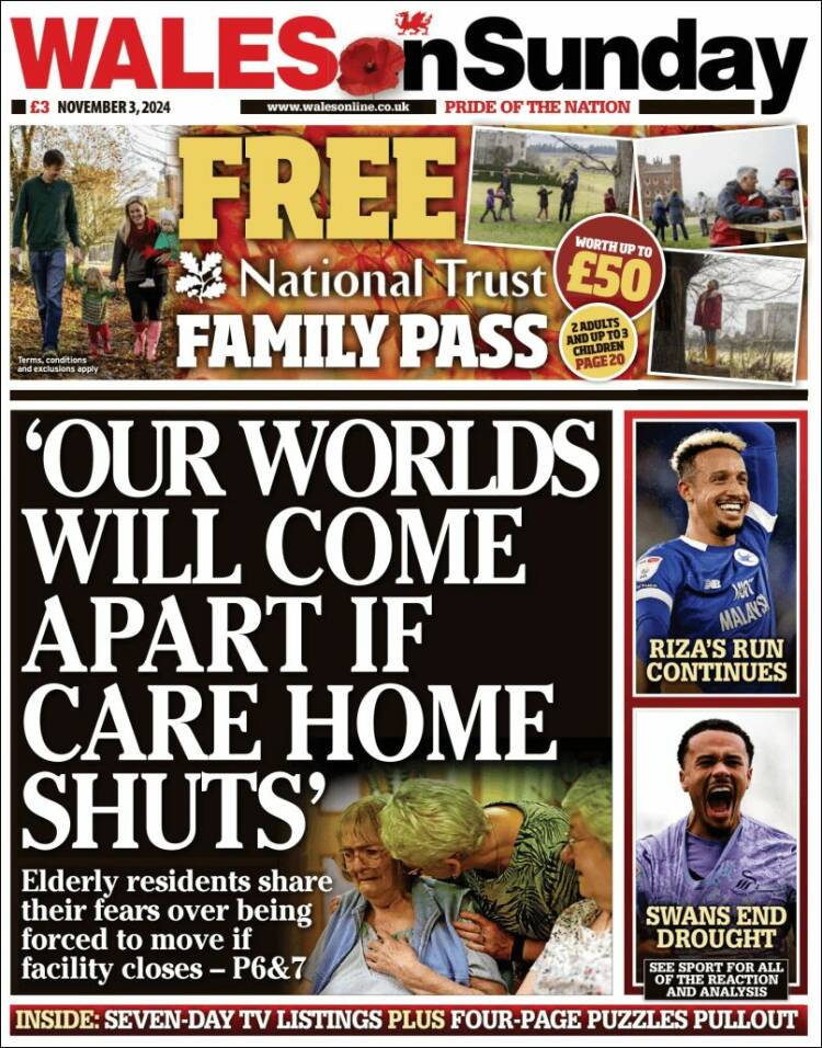 Portada de Western Mail (Reino Unido)