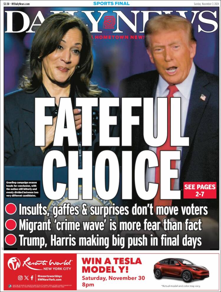 Portada de Daily News - New York (USA)