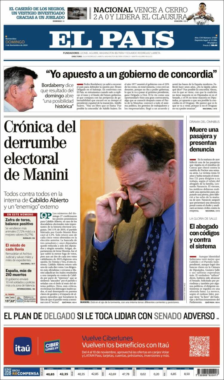 Portada de El País (Uruguay)