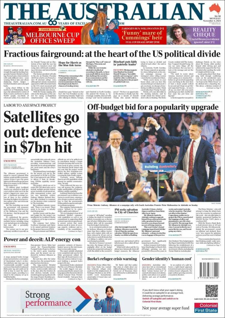 Portada de The Australian (Australia)