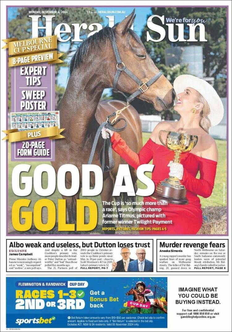 Portada de Herald Sun (Australia)