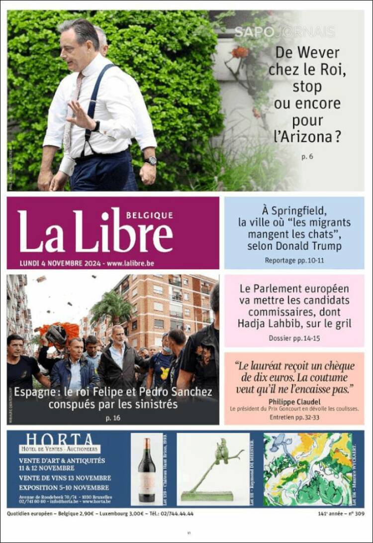Portada de La Libre.be (B&eacute;lgica)