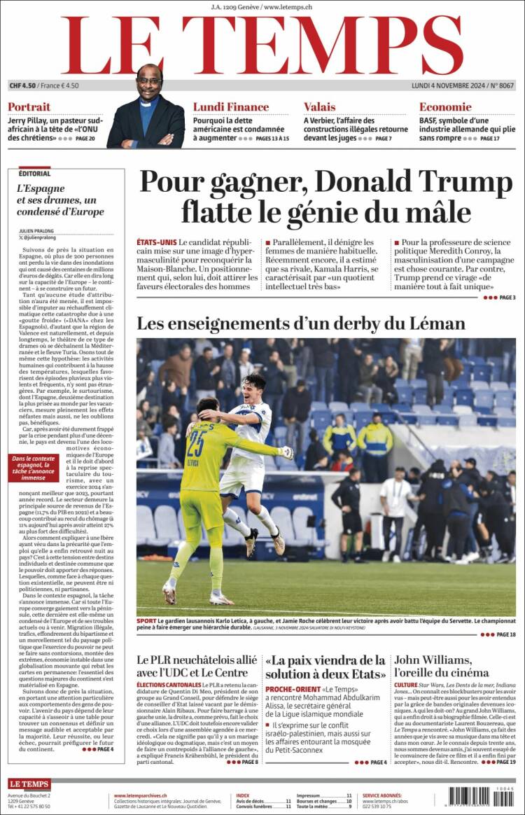 Portada de Le Matin (Suiza)