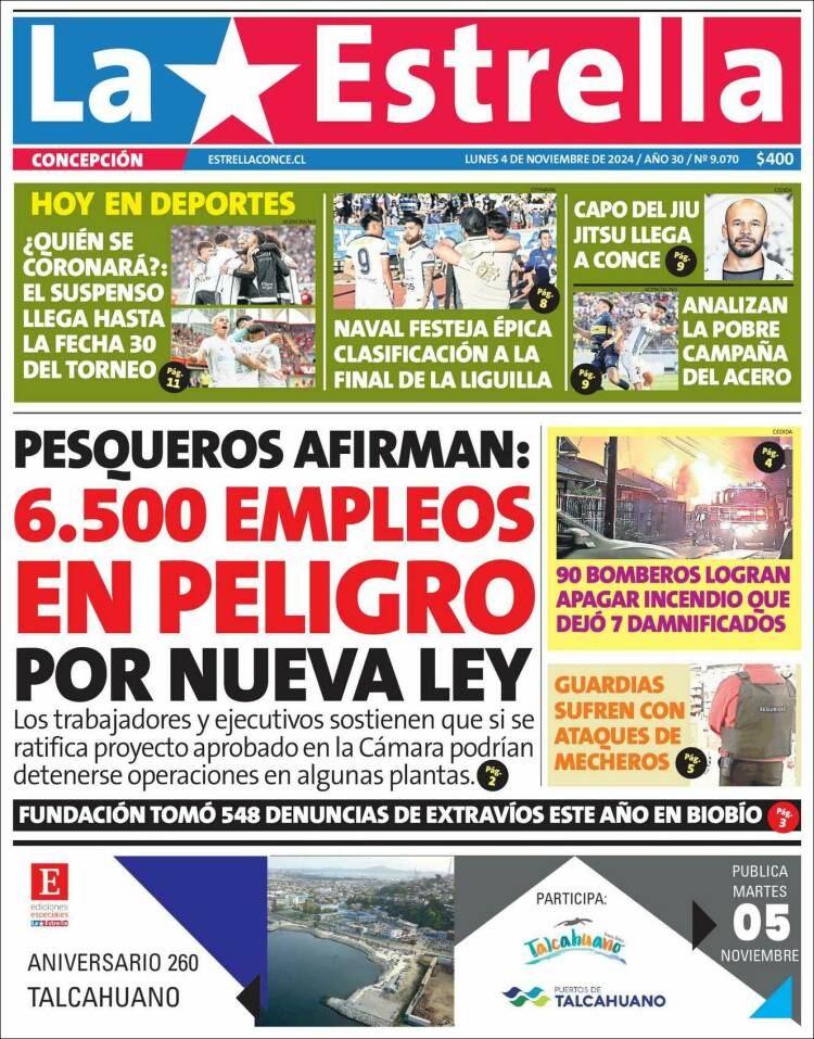 Portada de La Estrella de Concepción (Chile)