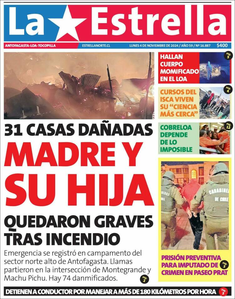 Portada de La Estrella de Tocopilla (Chile)