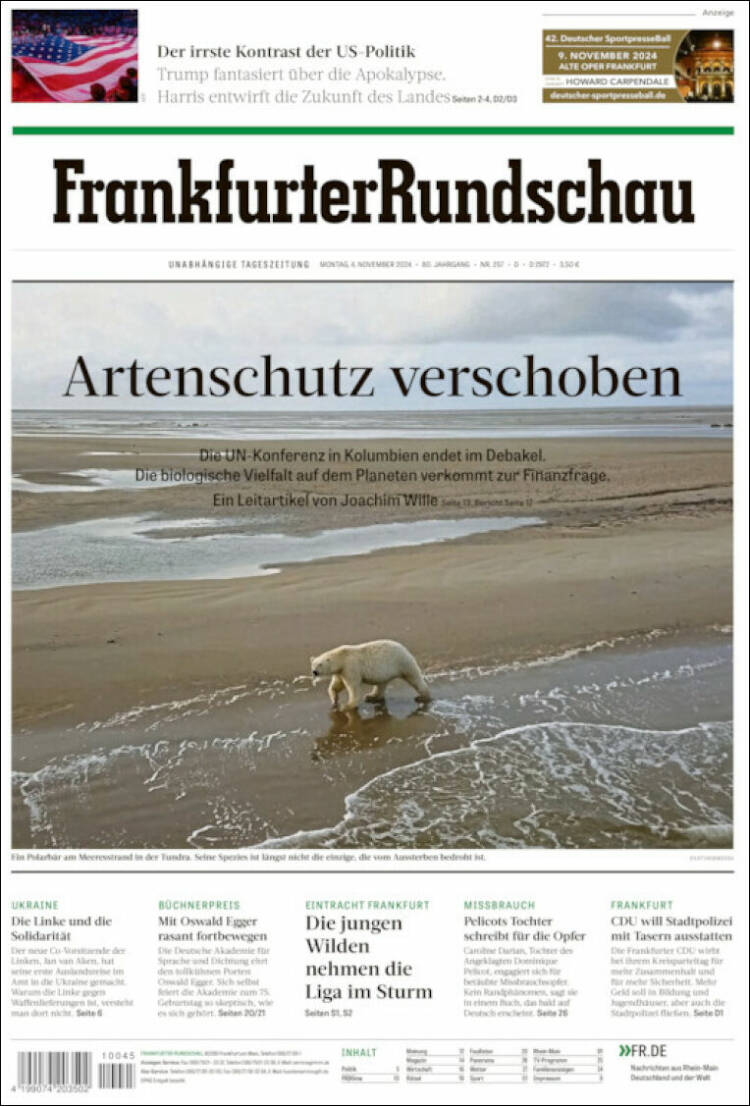 Portada de Frankfurter Rundschau (Alemania)