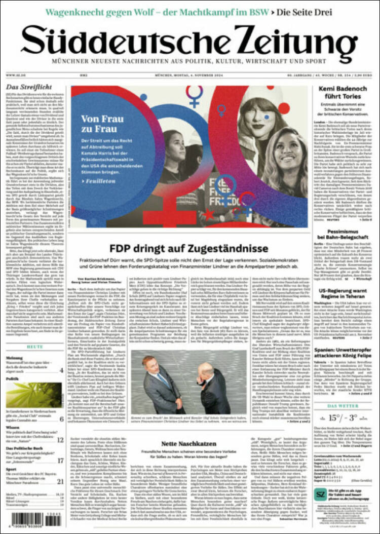 Portada de Sueddeutsche (Alemania)