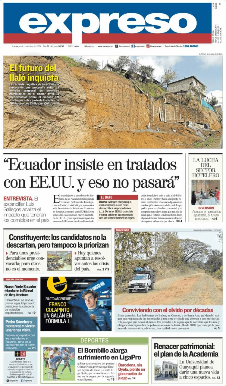 Portada de Expreso (Ecuador)