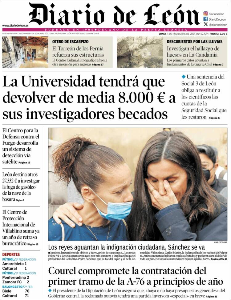 Portada de Diario de León (España)