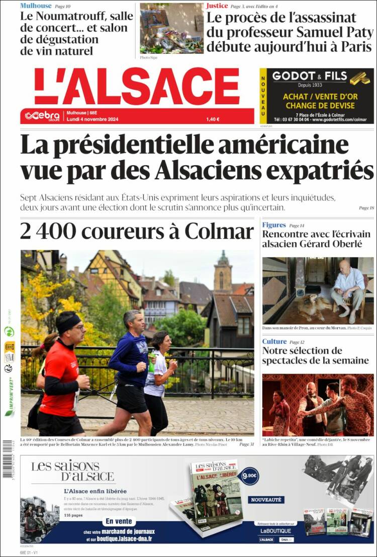 Portada de Journal L'Alsace (Francia)