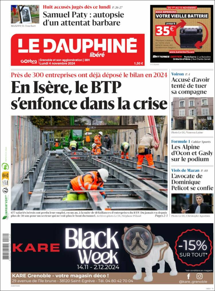 Portada de Le Dauphiné Libéré (Francia)