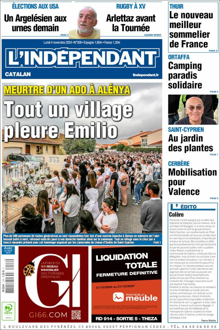 Portada de Le Indépendant (Francia)