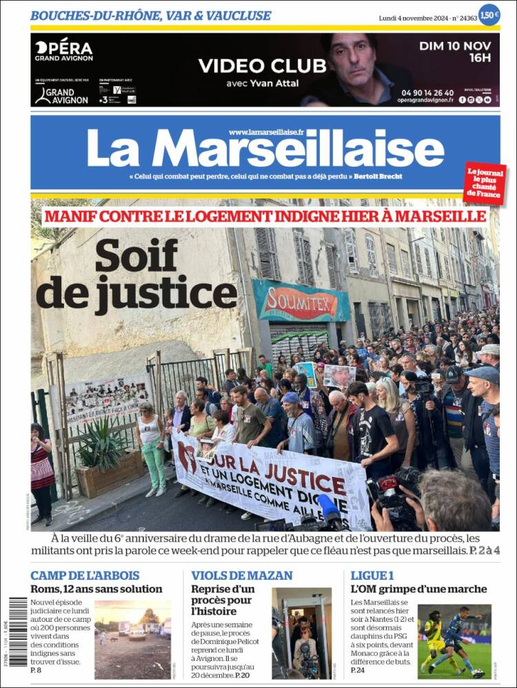 Portada de La Marseillaise (Francia)