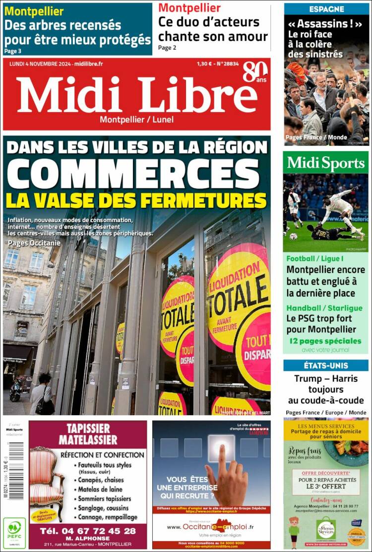 Portada de Midi Libre (Francia)