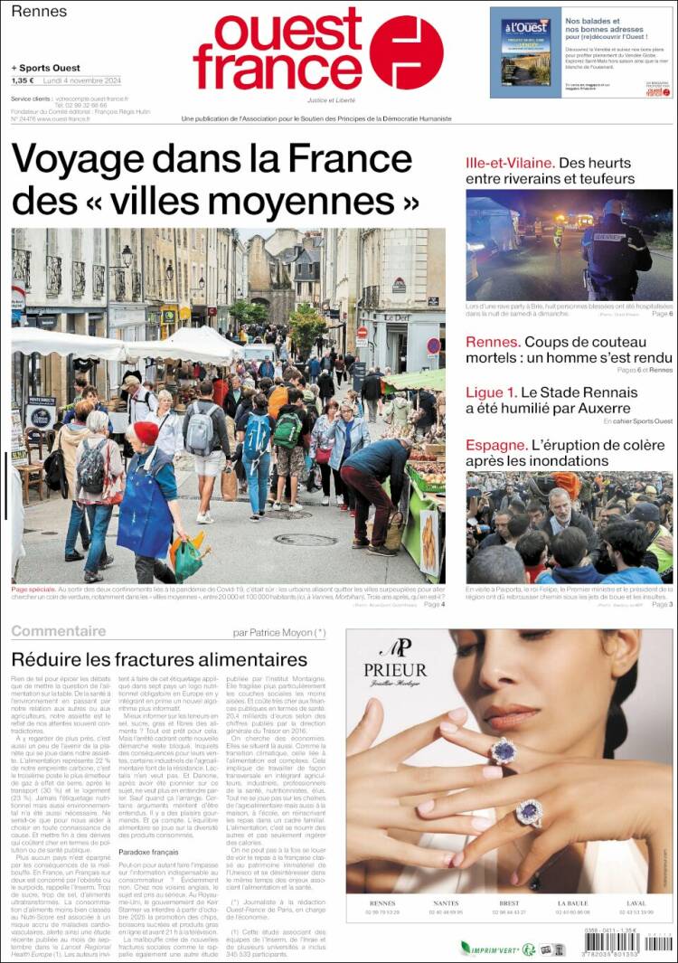 Portada de Ouest France (Francia)