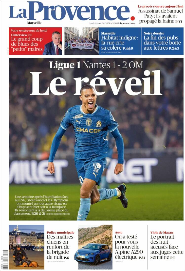 Portada de La Provence (Francia)