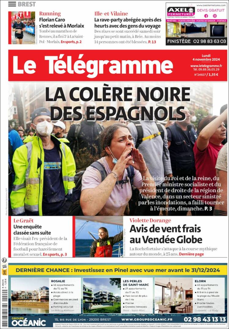 Portada de Télégramme (Francia)