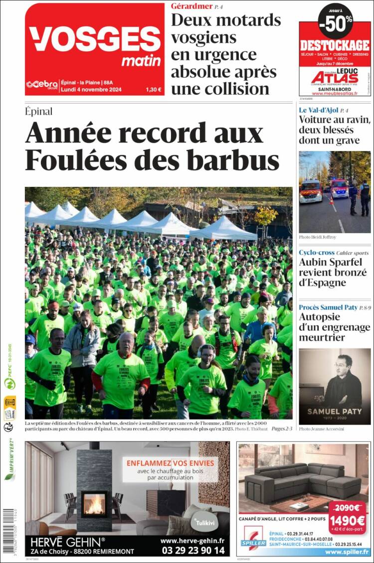 Portada de Vosges Matin (Francia)