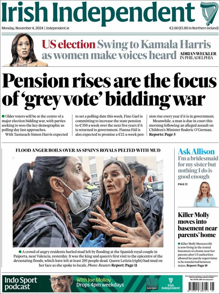 Portada de Irish Independent (Irlanda)