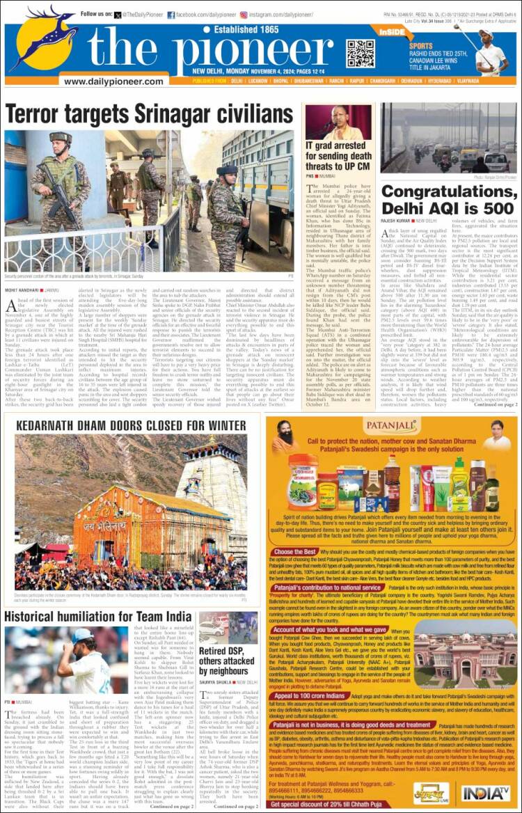 Portada de The Pioneer (India)