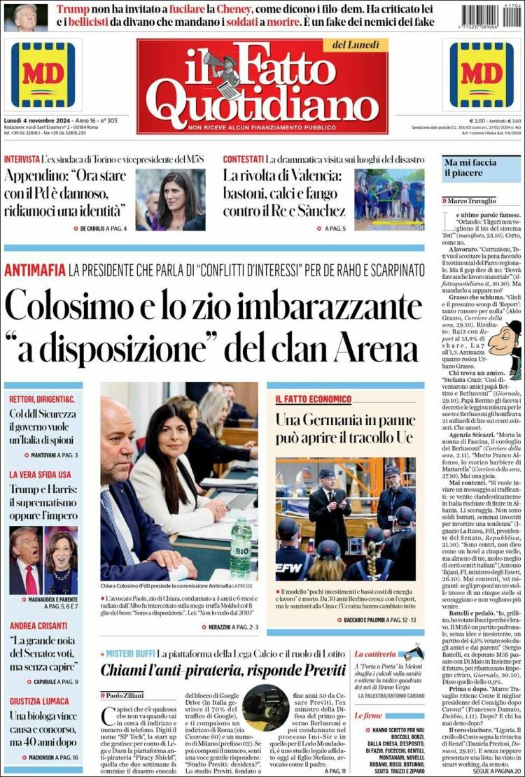 Portada de Il Fatto Quotidiano (Italia)