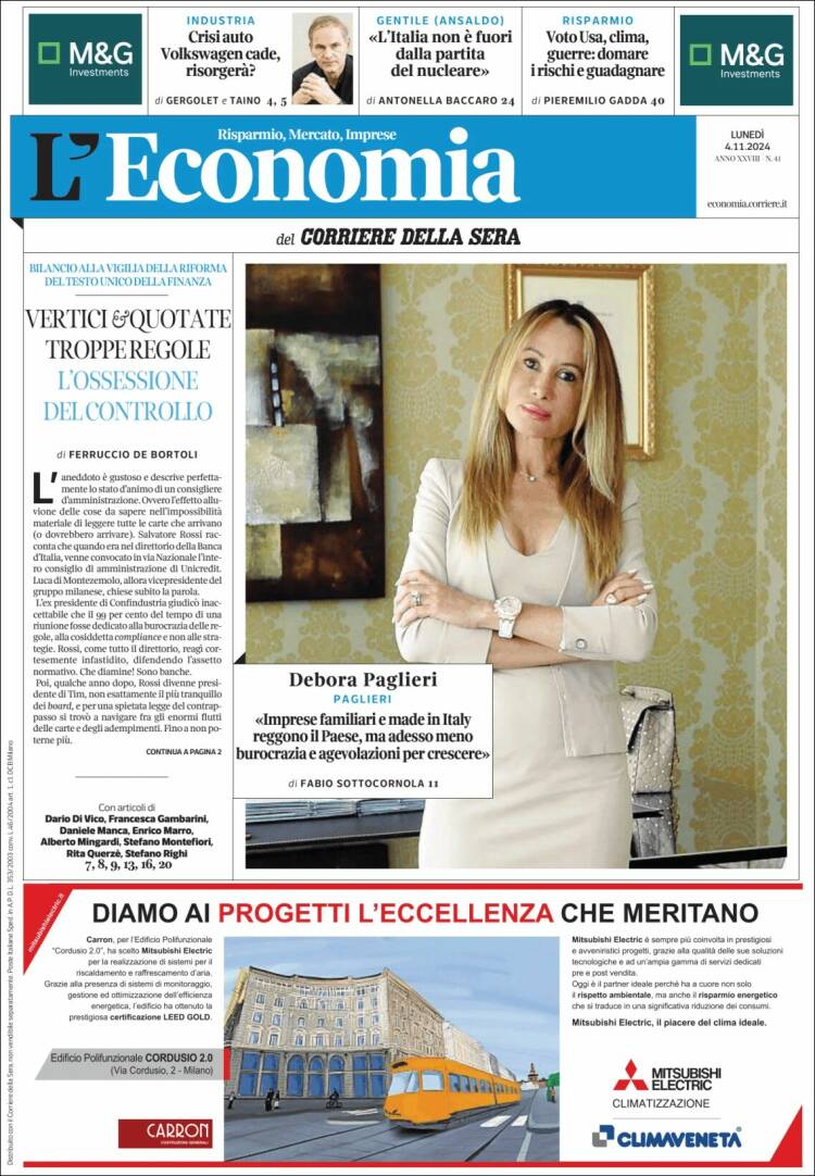 Portada de L'Economia (Italia)