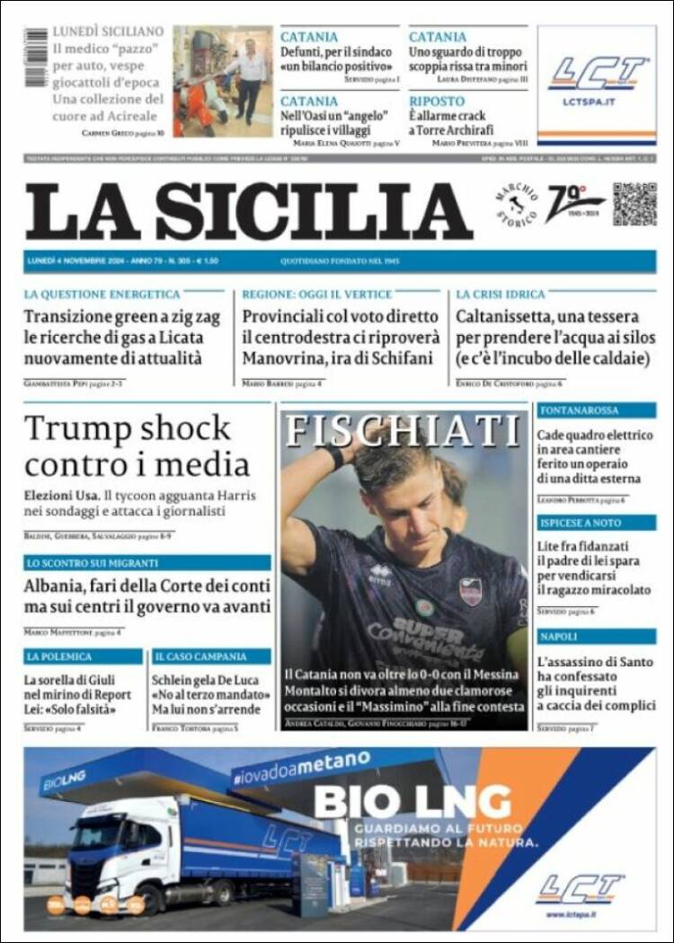 Portada de La Sicilia (Italia)