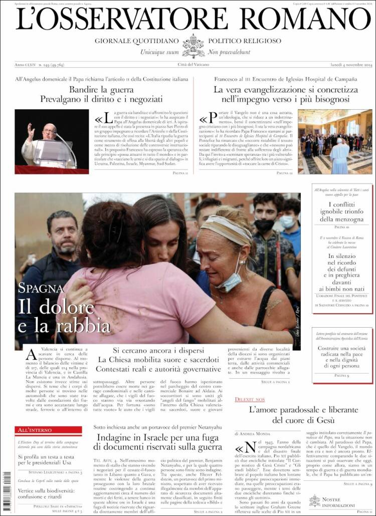 Portada de L'Osservatore Romano (Italia)