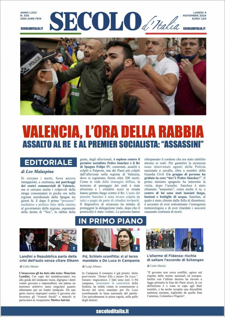 Portada de Secolo d'Italia (Italia)