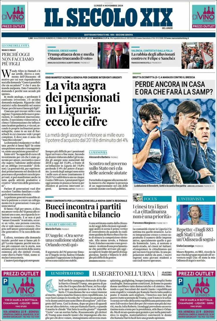 Portada de Il Secolo XIX (Italia)
