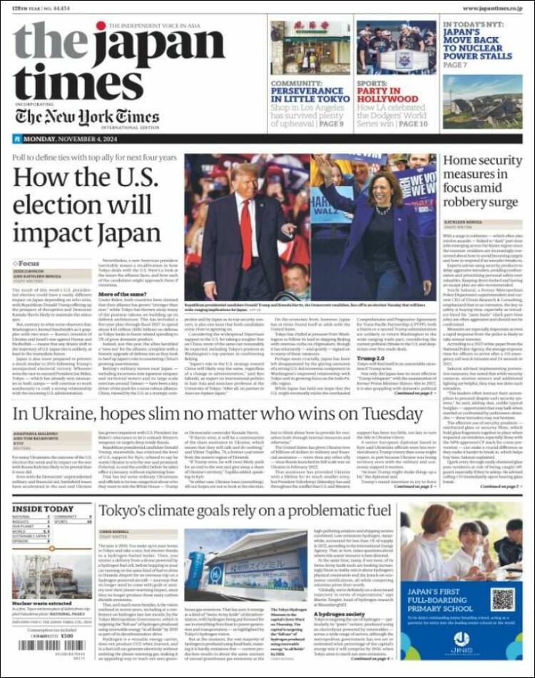 Portada de The Japan Times (Jap&oacute;n)