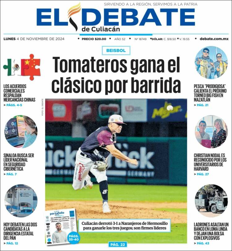 Portada de El Debate de Culiacán (México)