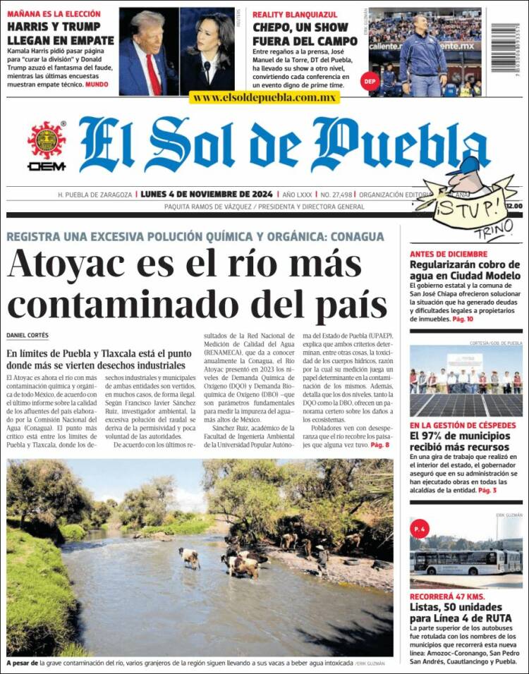 Portada de El Sol de Puebla (México)